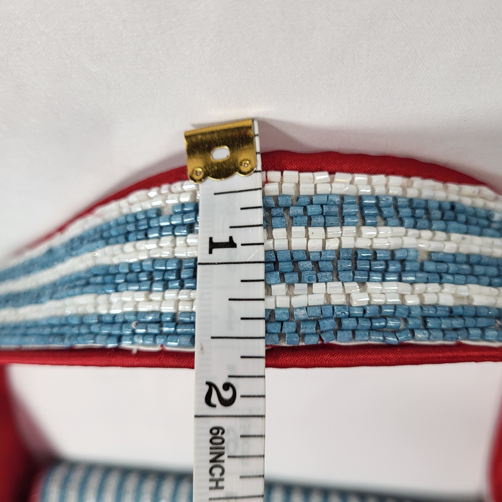 New Handcrafted in India Lobster Beaded Shoulder Bag Red Blue with Bag Charm