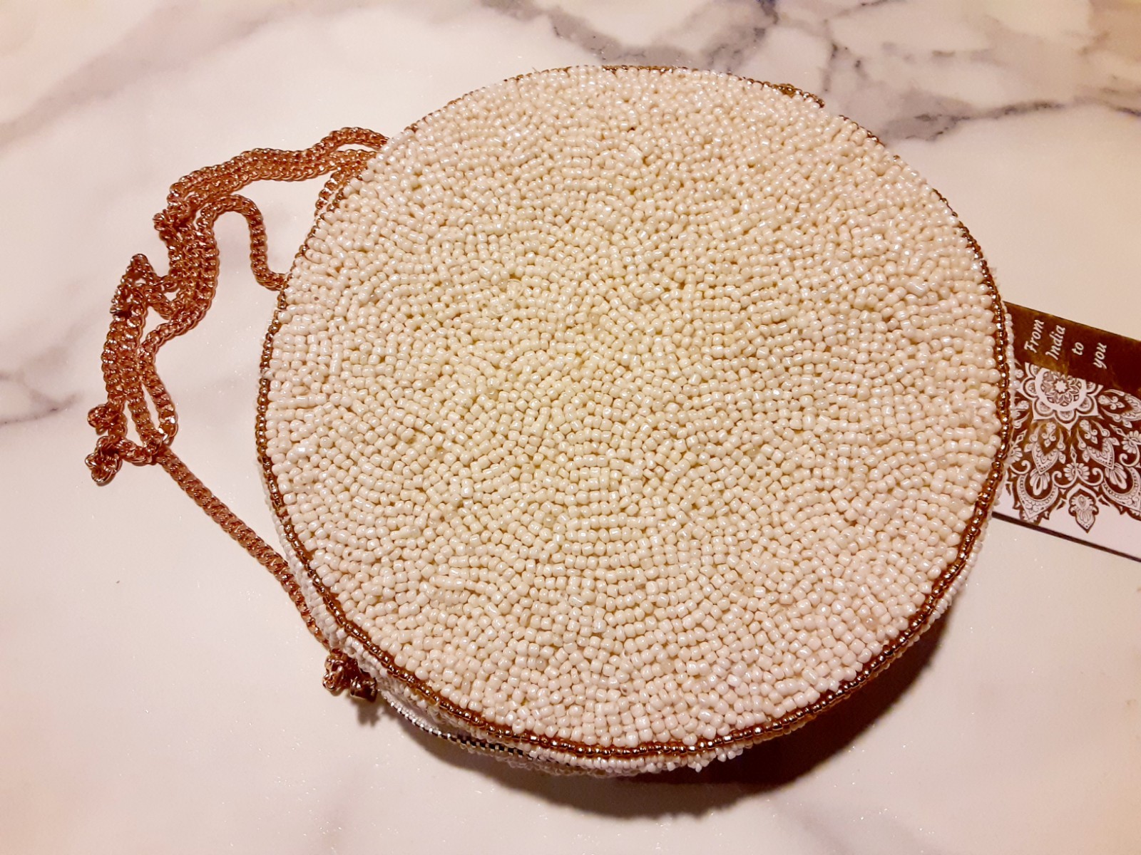 VIRAL Pink Donut Beaded Crossbody Bag Made in India Beaded Purse Gold Chain