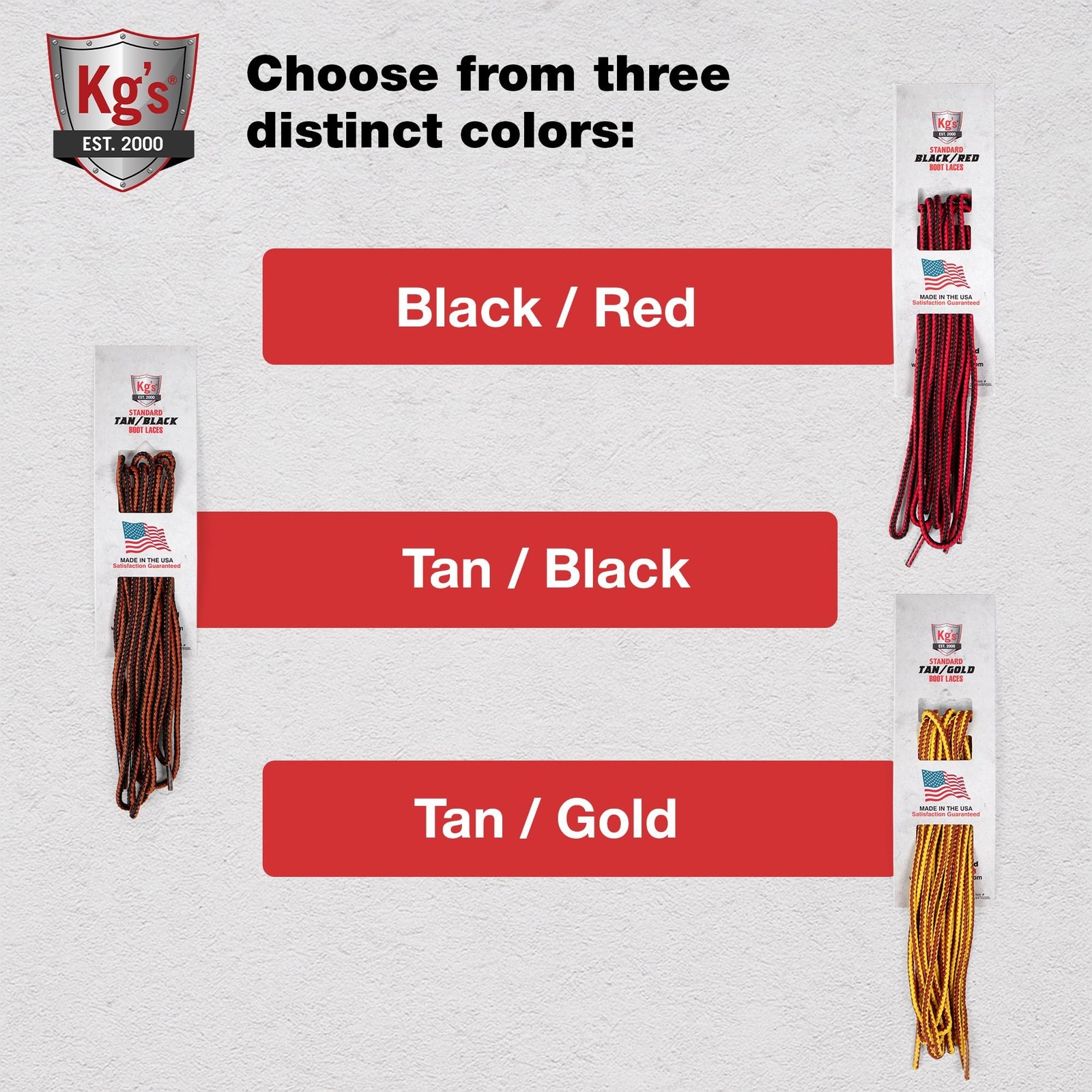 Kg’s Everyday Heavy Duty Boot Laces [3 Pairs] – Durable Shoelaces for Work