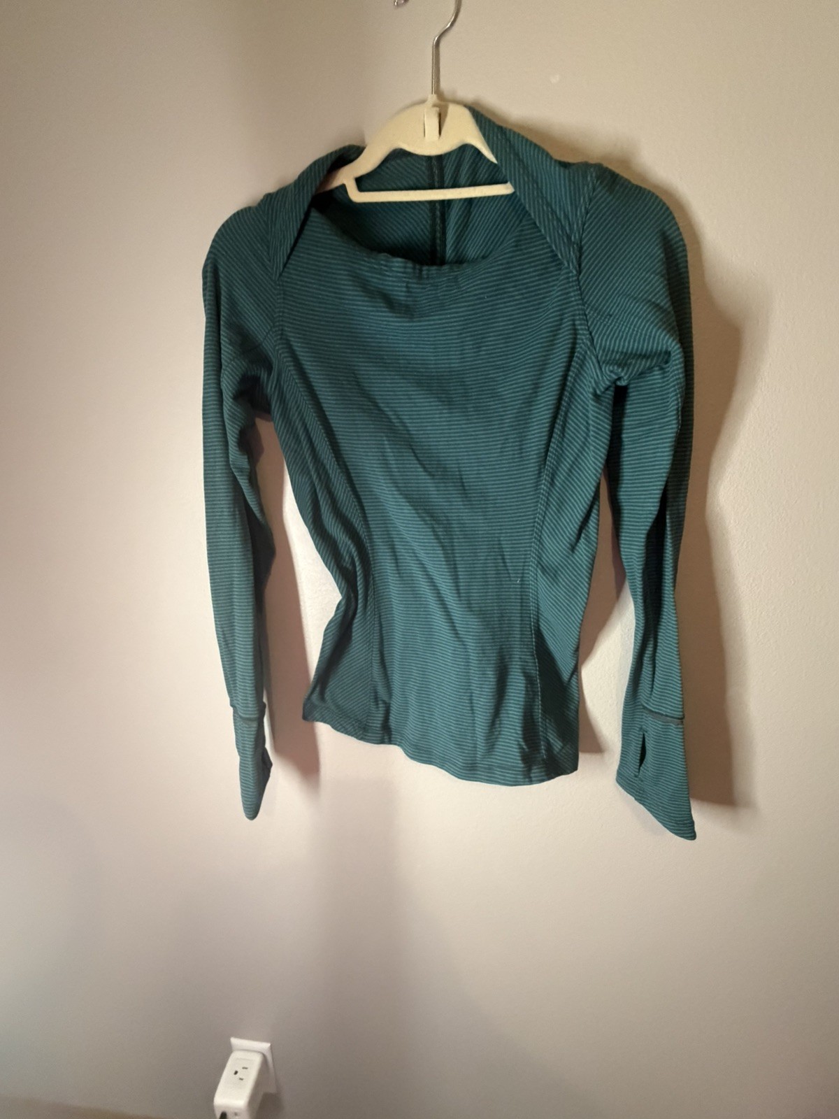 Lululemon Kanto Catch Me Long Sleeve Top Mini Pop Stripe Teal Womens Size 4