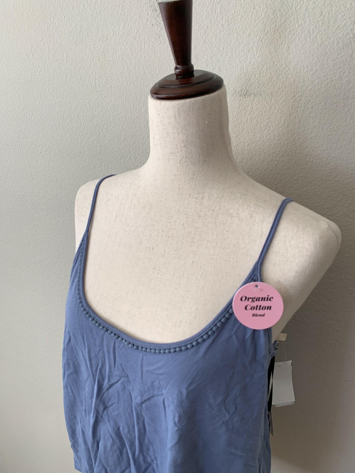 Natural Skin Sz S Aubrey Camisole Organic Cotton Modal Blend Pom Pom Back Tie