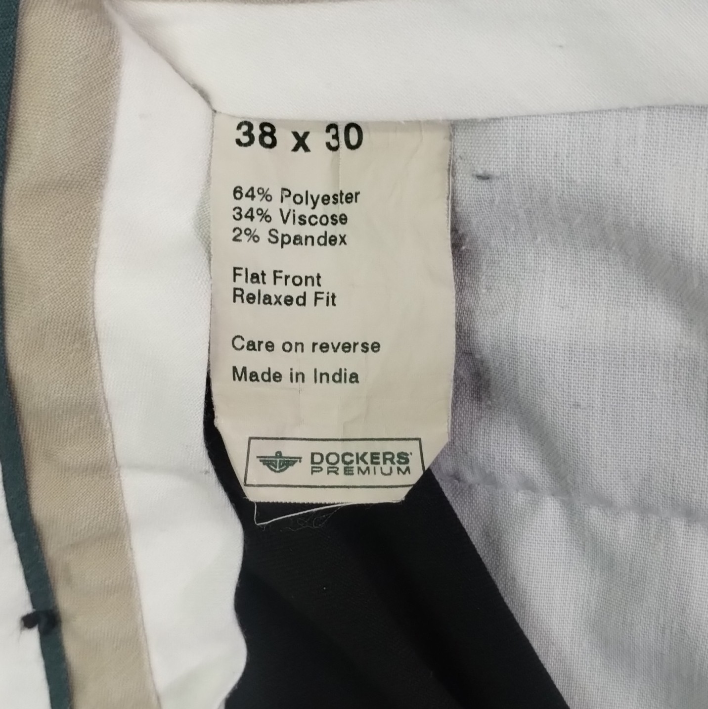 Dockers Premium Relaxed Fit Black Flat Front Straight Leg Dress Pants 38W