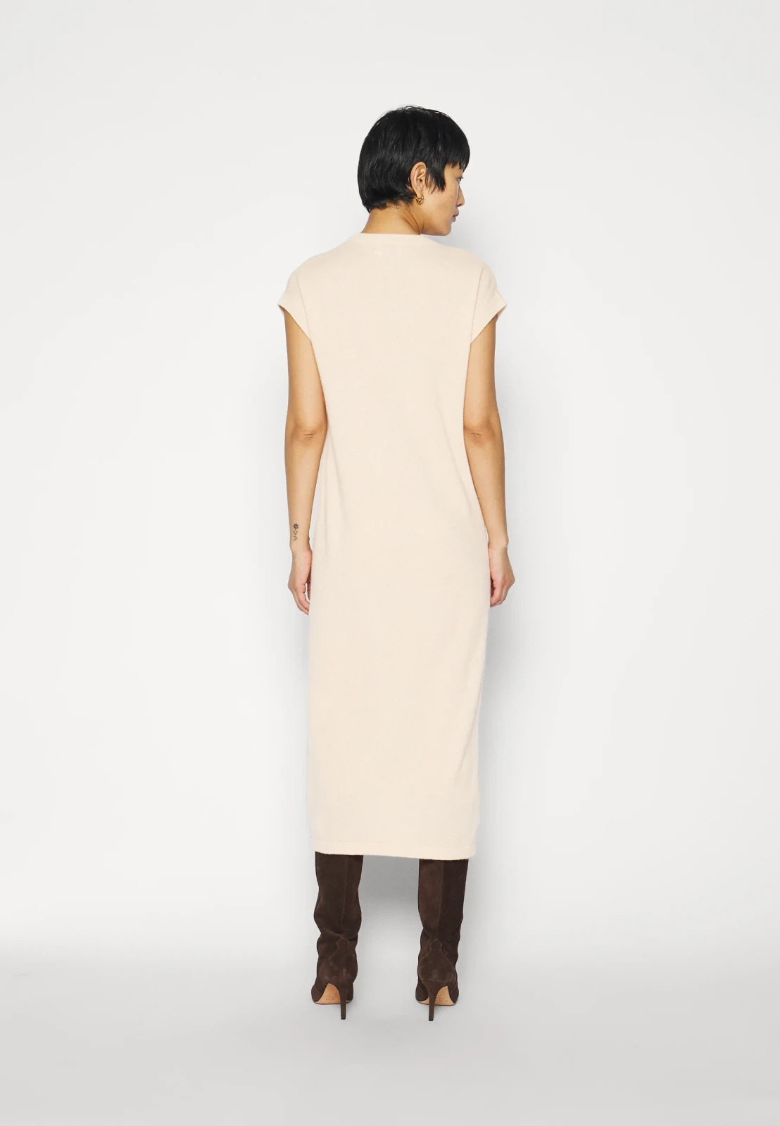 New CRUSH. 100% Soft & Warm Cashmere Winter Long Dress – Beige/Cream – S – £475