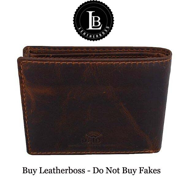 RFID Blocking Brown Vintage Leather Men’s Bifold Center Flap Wallet