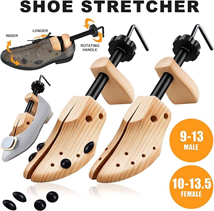 One Pair 2-way Wooden Adjustable Shoe Stretcher for Men Women Size 9-13 US New