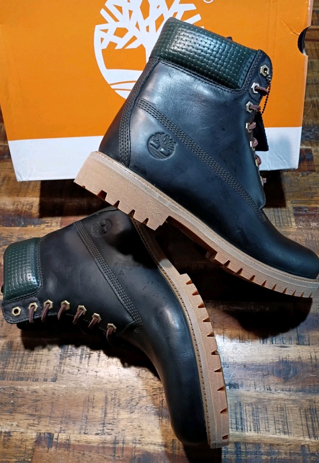 Mens Timberland Premium 6 Waterproof BOOTS Dk. GREEN FULL GRAIN LEATHER Sz 9.0