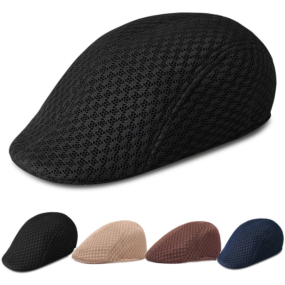 Summer Mesh Plain Newsboy Gatsby Cap Ivy Hat Golf Driver Mens Flat Cabbie Hats