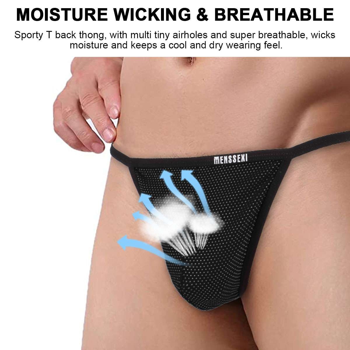 1-3PCS Mens Sexy T-Back G-string Thong Bikini Underwear Mesh Sheer Pouch Thongs
