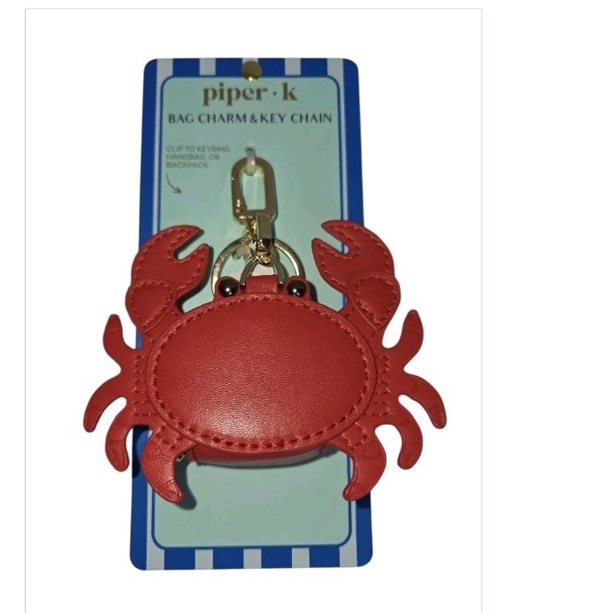 Piper K Red Crab Zip Coin Bag Charm & Key Chain NEW