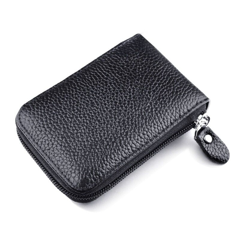 Men’s RFID Blocking Wallet Leather ID Window Card Holder with Zipper Coin Pocket