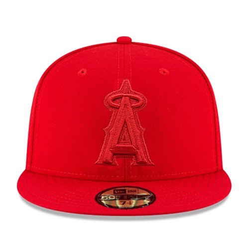 New Era Anaheim Angels Scarlet Fitted Hat MLB Basic Solid Color Red on Red Cap