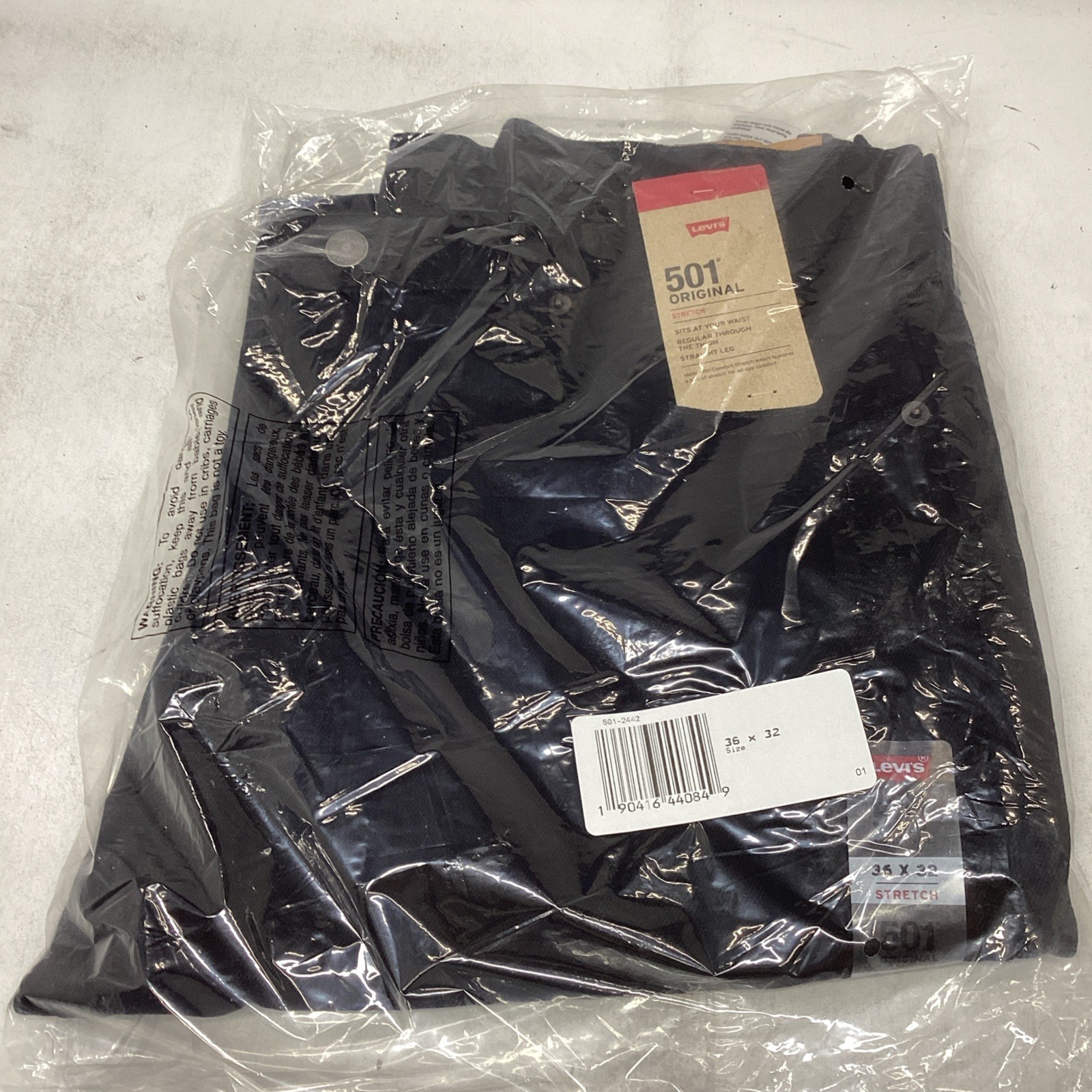 Levi’s 501 Original Stretch Straight Leg Jeans Men’s 36×32 Black