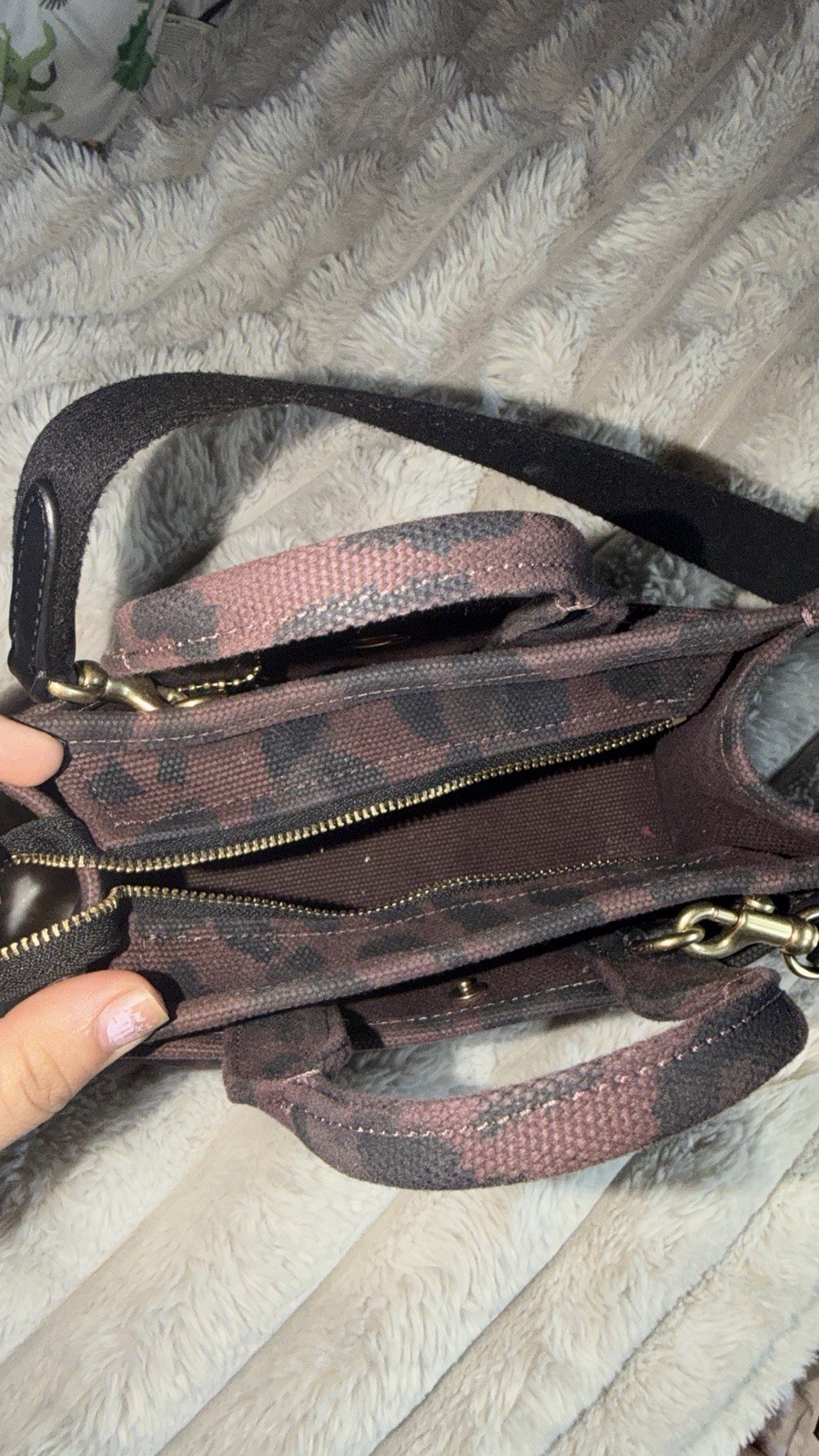Coach Mini Leopard Animal Print Crossbody Bag Zip Closure Detachable Strap