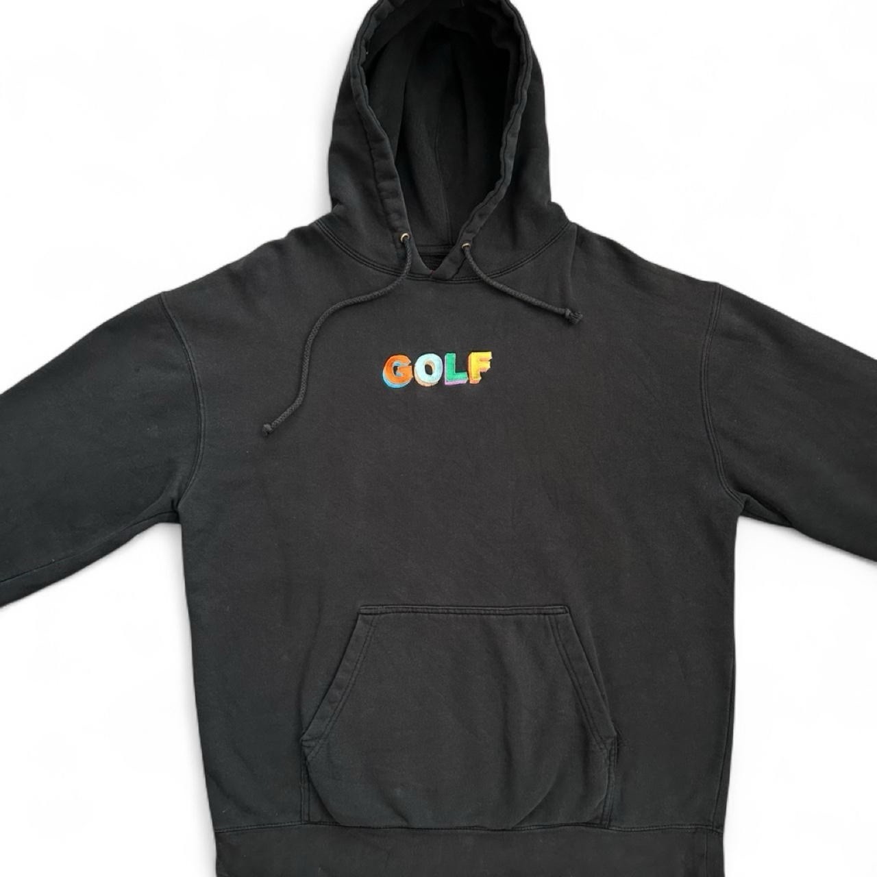 Golf Wang Black Hoodie Sweatshirt Embroidered Multicolored Logo On Chest Size L