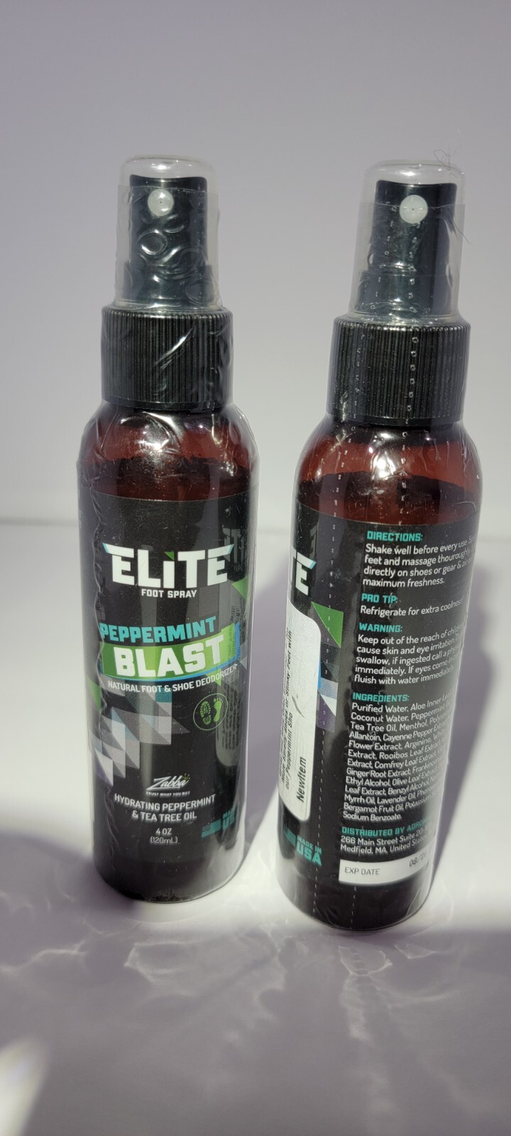 Elite Sportz Foot Spray Deodorant Peppermint & Tea Tree Oil 4 Oz- SET OF 2