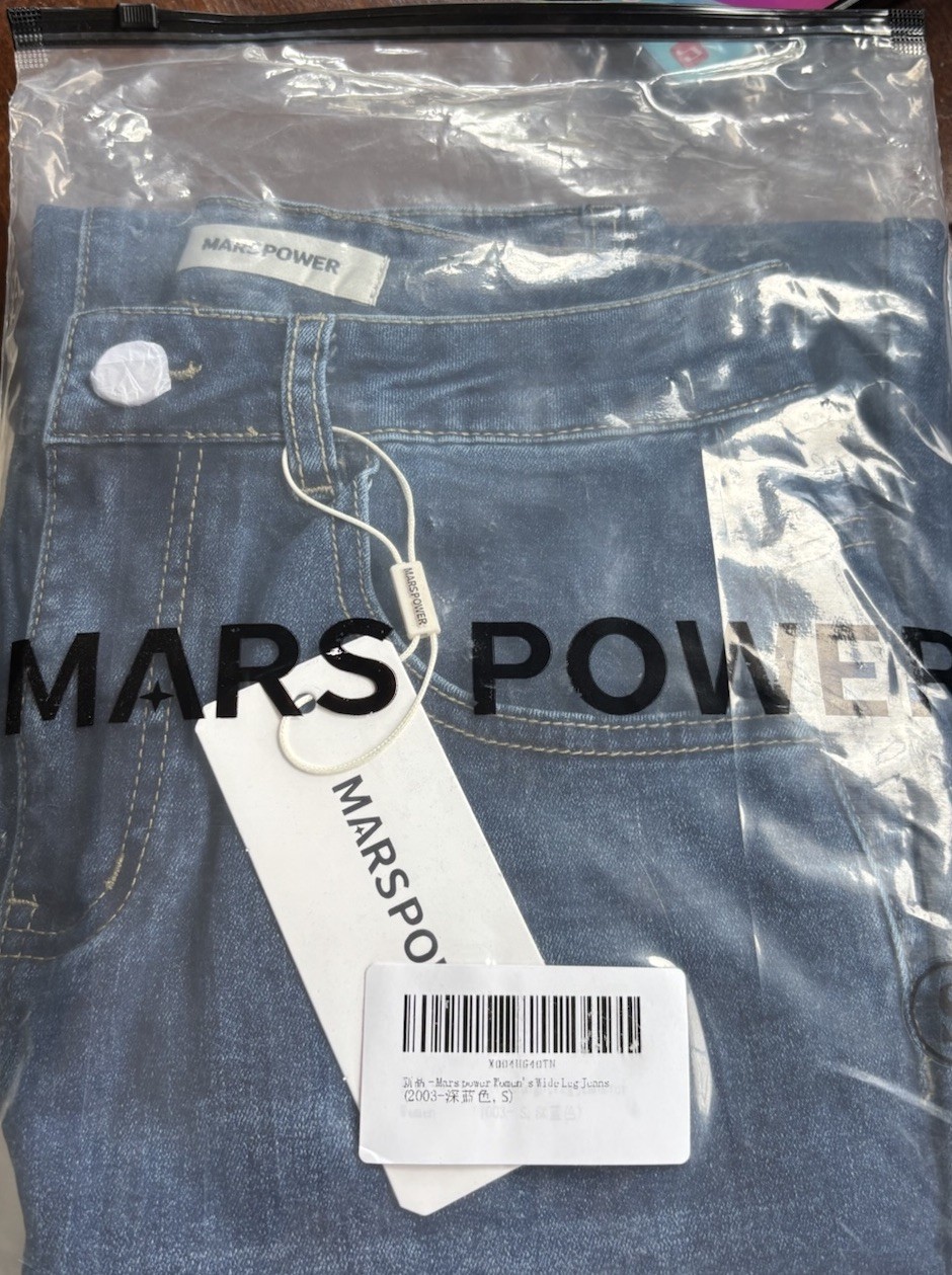 MARSPOWER Women’s Blue Medium Wash Wide-Leg High Rise Denim Jeans, 5-Pocket