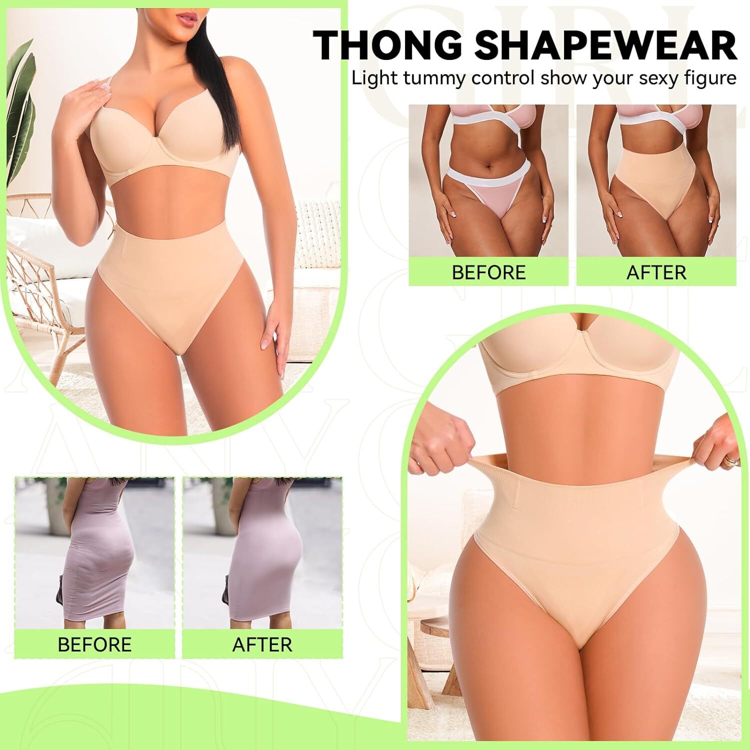 Tanga Con Control De Abdomen Para Mujer Bragas De Faja Sin Costuras Moldeadora