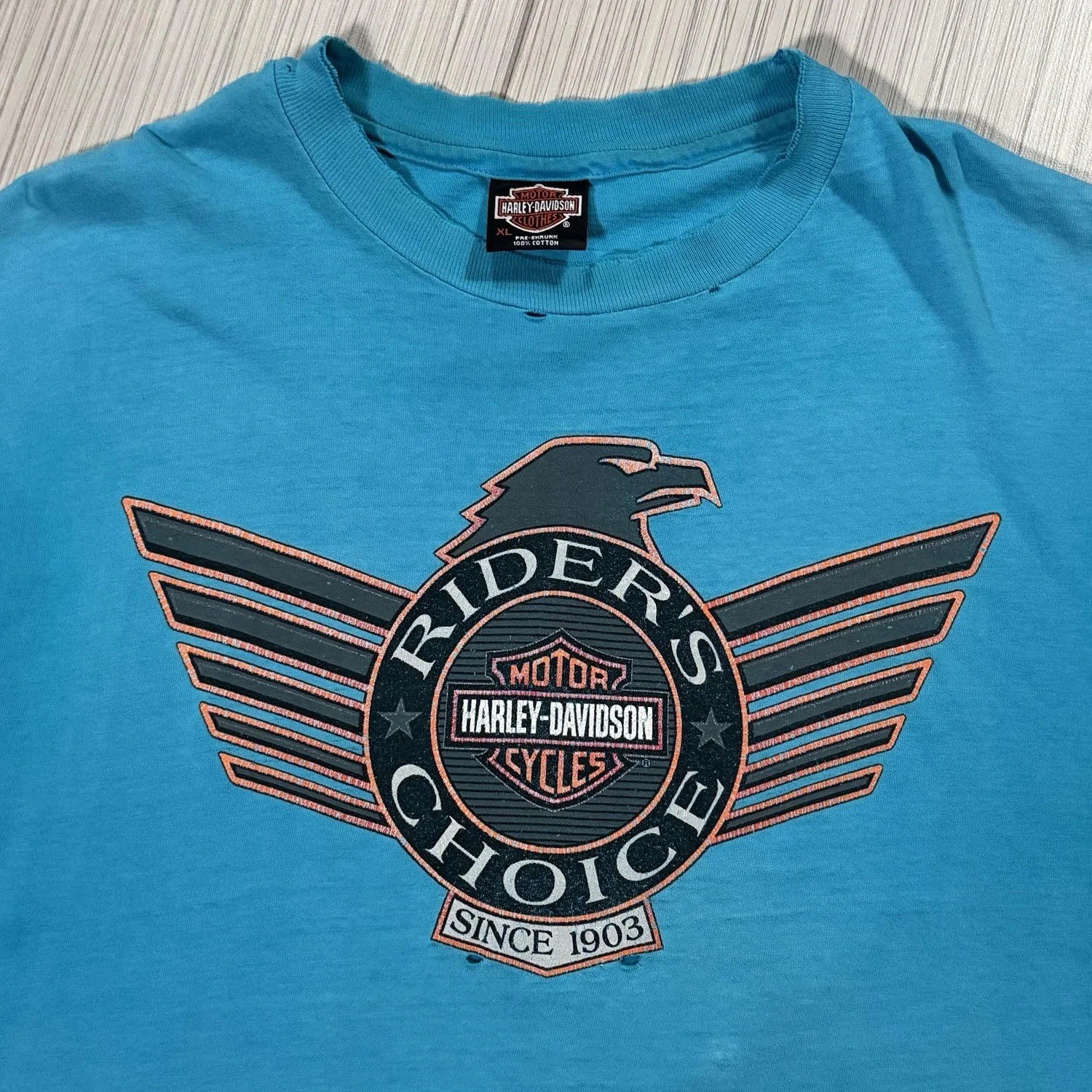 Vintage Harley Davidson Riders Choice Teal T Shirt (Size XL) “Sharon”