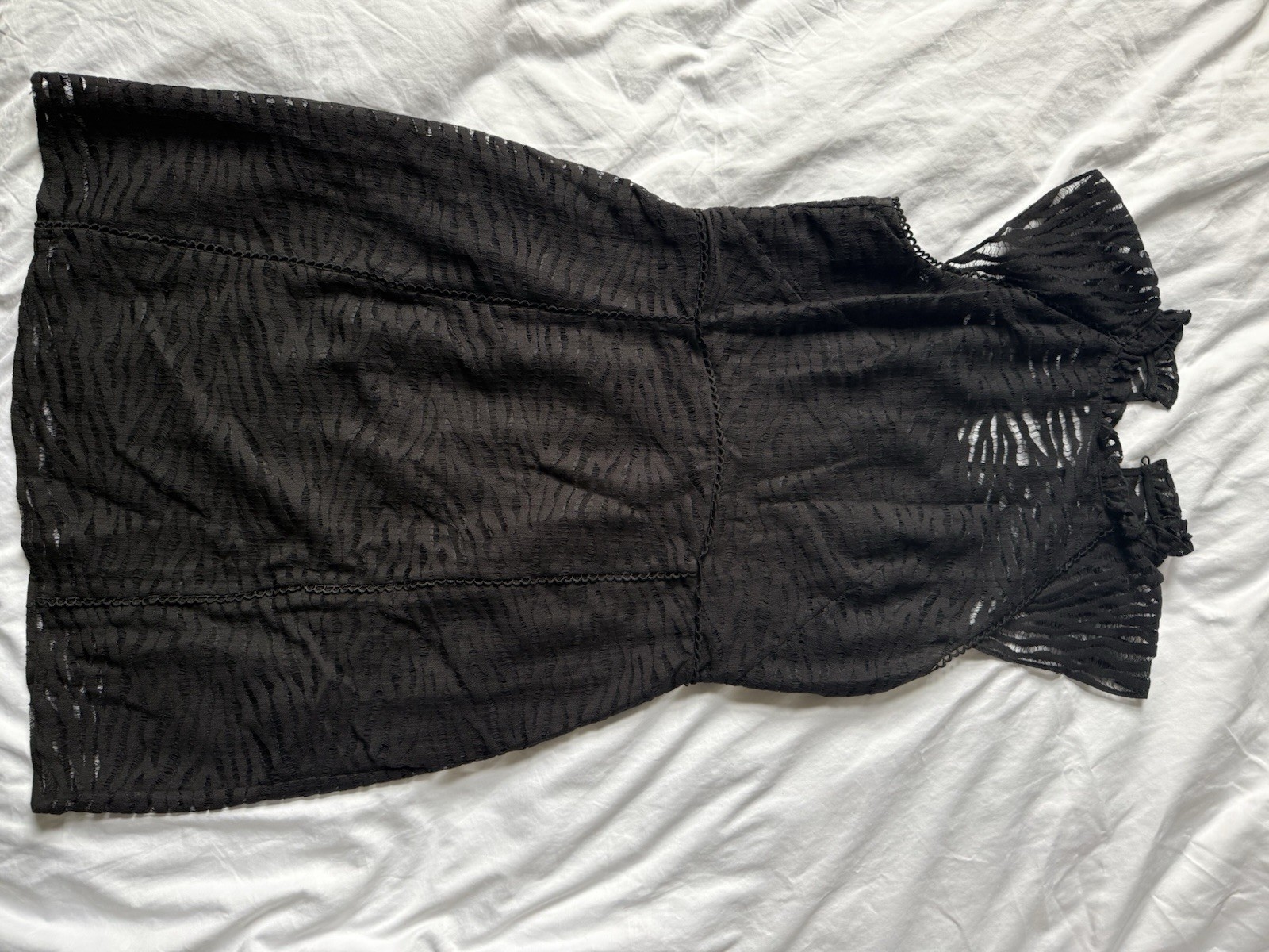 Whistles Black Animal Lace Mini Dress UK 12 NWOT Cocktail Party LBD
