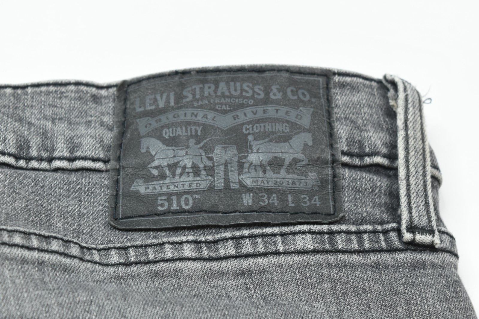 Levis 510 Jeans Mens 34×34 Black Faded Skinny Fit Tapered Leg Cotton Denim