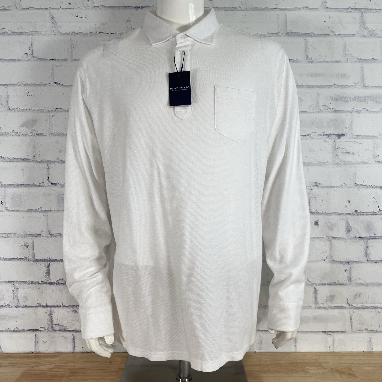 Peter Millar Shirt Men’s XL Polo Long Sleeve Crown Crafted Linen Blend Golf NWT