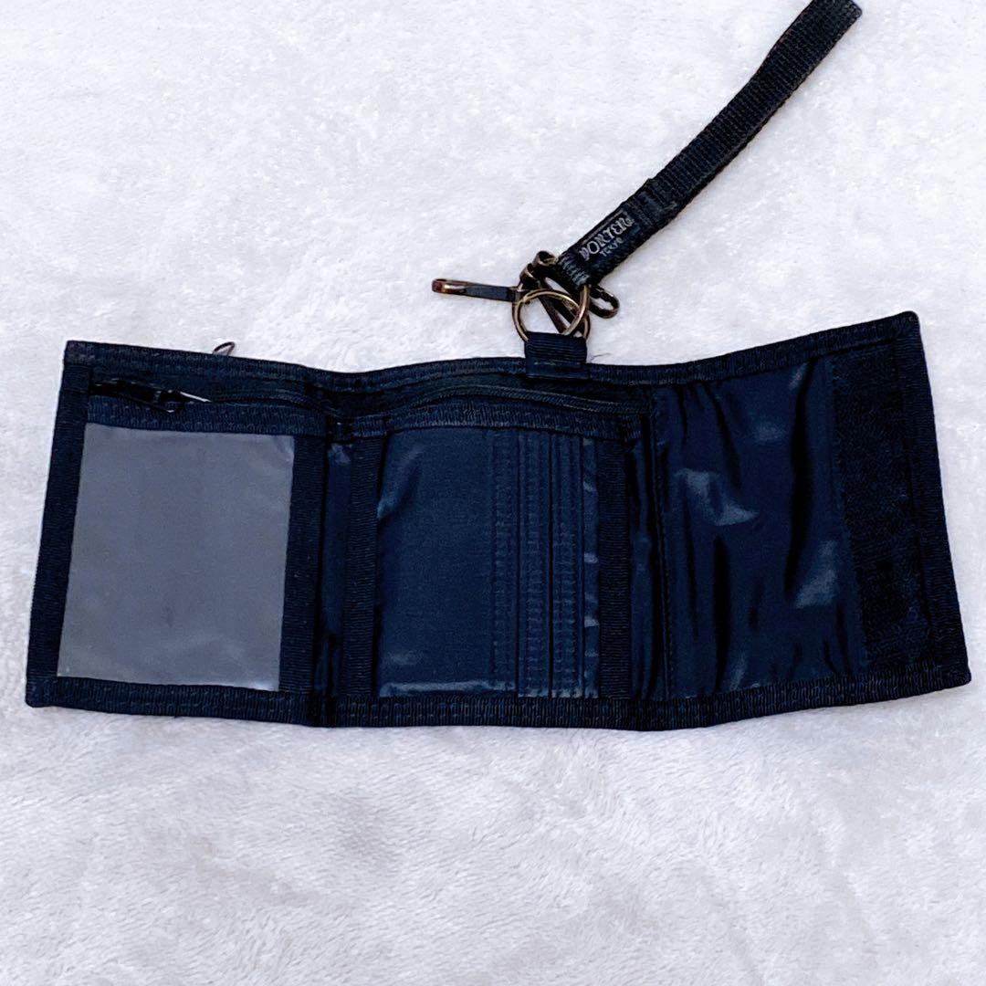 Porter Capsule Wallet Black Trifold with Keychain Used Compact Stylish