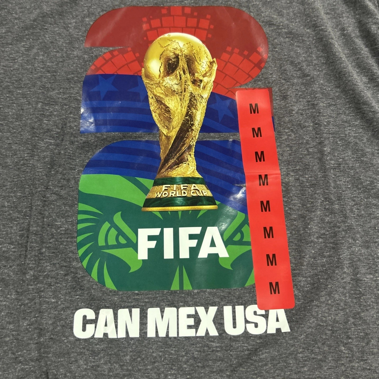 FIFA World Cup Men’s Gray Graphic Print Logo Crew Neck Short Sleeve T-Shirt