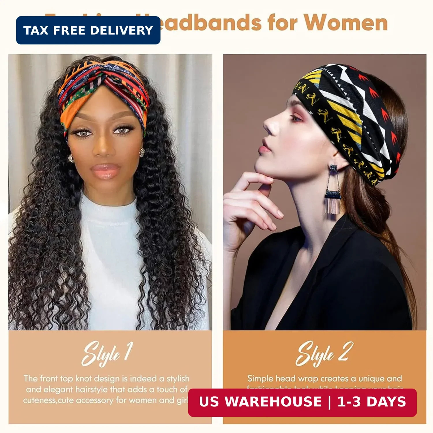 Wide African Headbands for Women Boho Twist Head Bands Elastic Turban Headwraps