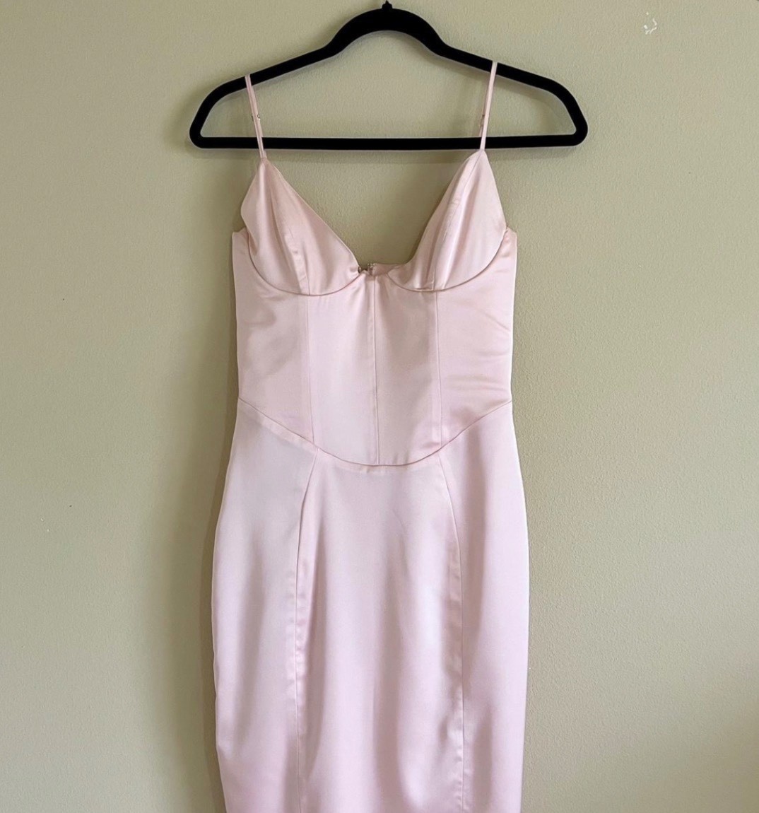 House Of CB Gisele Satin Corset Midi Dress Blush Size Small Cup Size: A-C