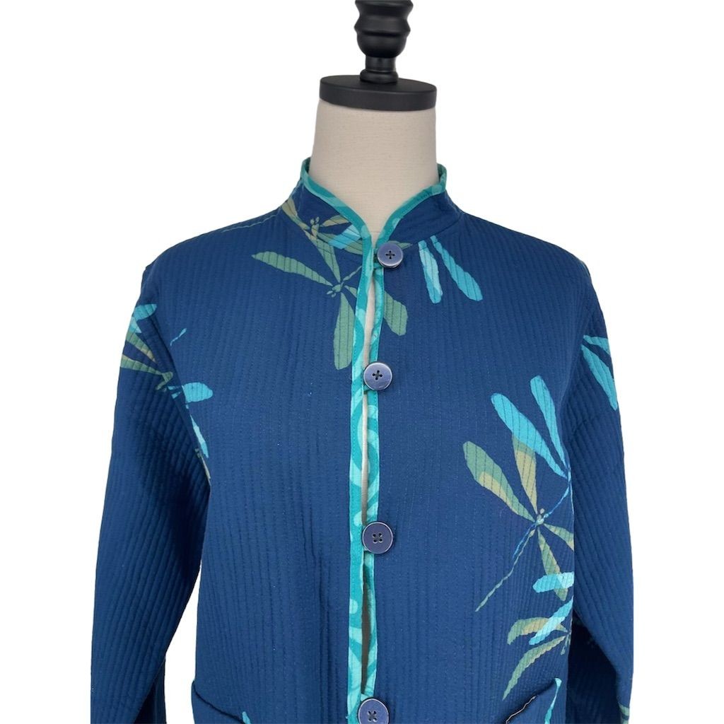 Draper’s & Damon’s Womens M Reversible Dragonfly/Swirl Quilted Jacket Multicolor