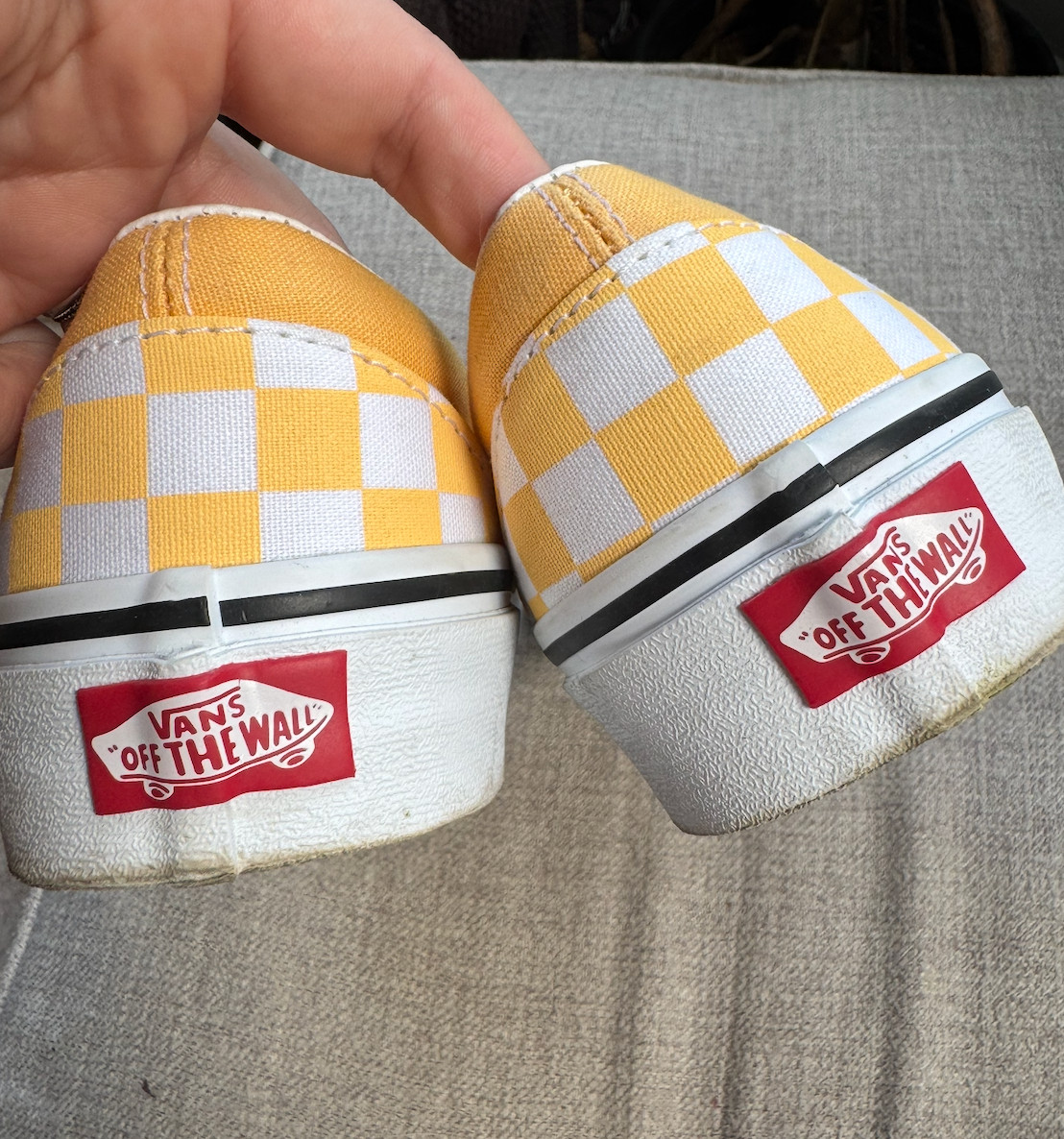 Vans Classic Slip On Checkerboard Yellow White Womens Size 8.5 Canvas Shoes