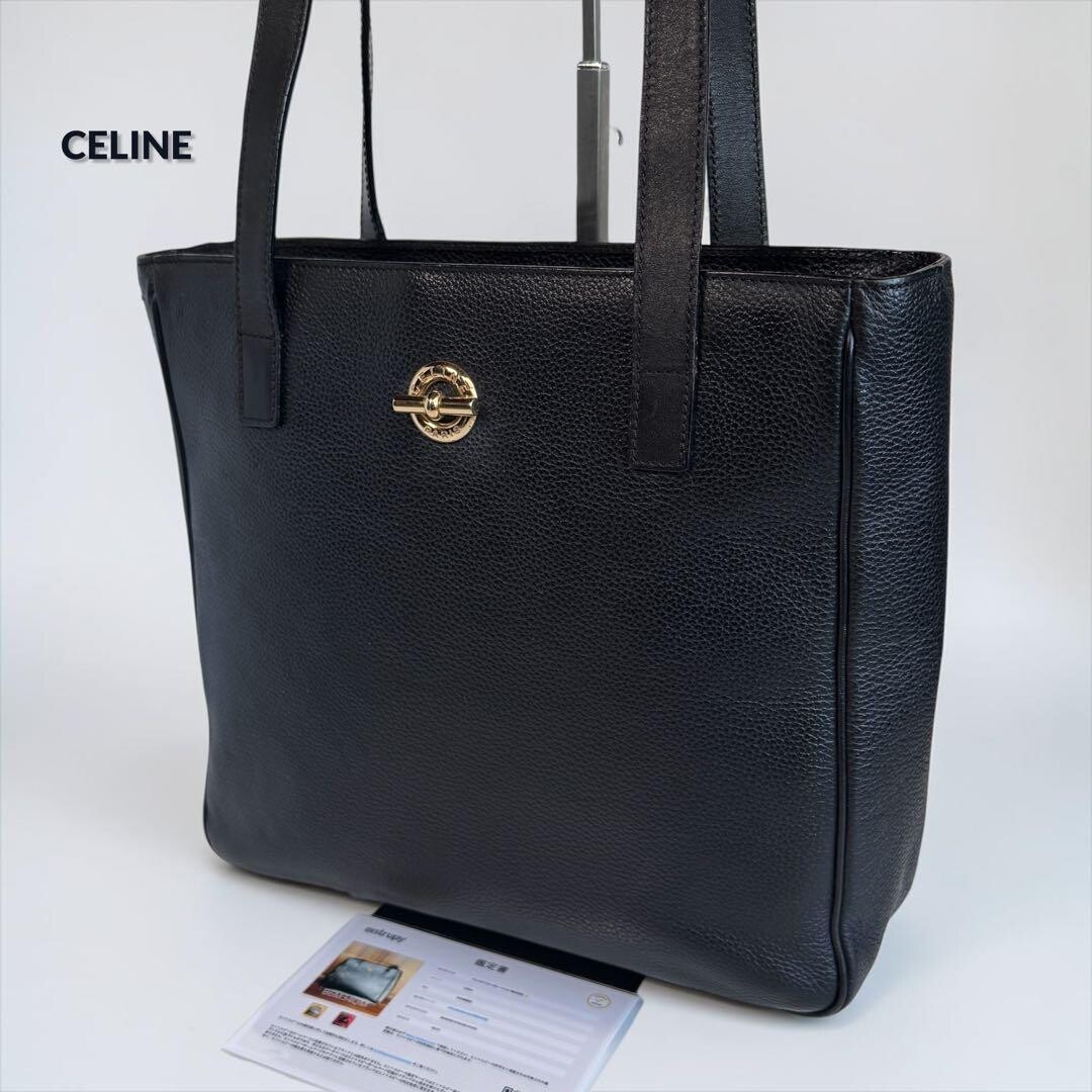 CELINE Tote bag Leather Black Vintage Authentic From Japan