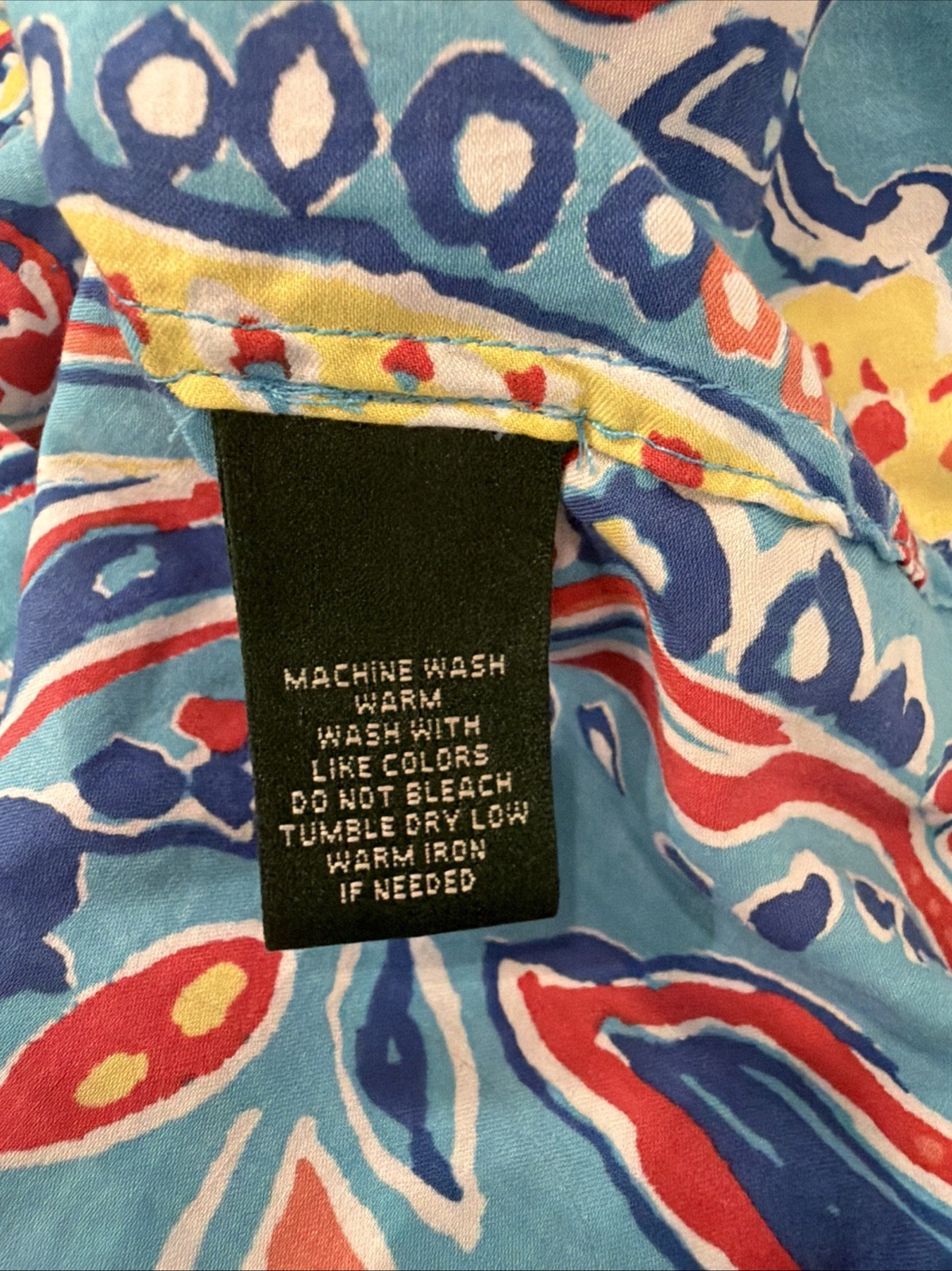 Lauren Ralph Lauren Petite Blue Paisley 100% Cotton Button Down Shirt PL Womens