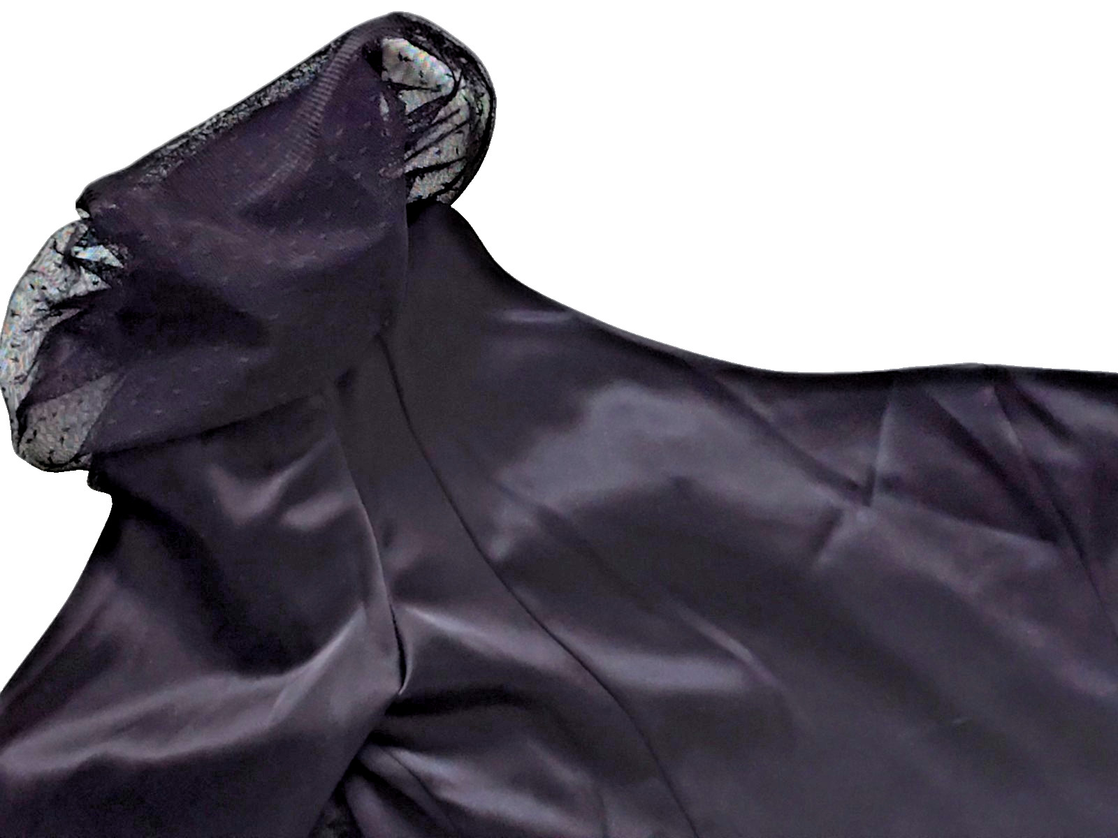 St. John Evening One Shoulder Blouse Black Embellished Tulle Raffle sz.2 Womens