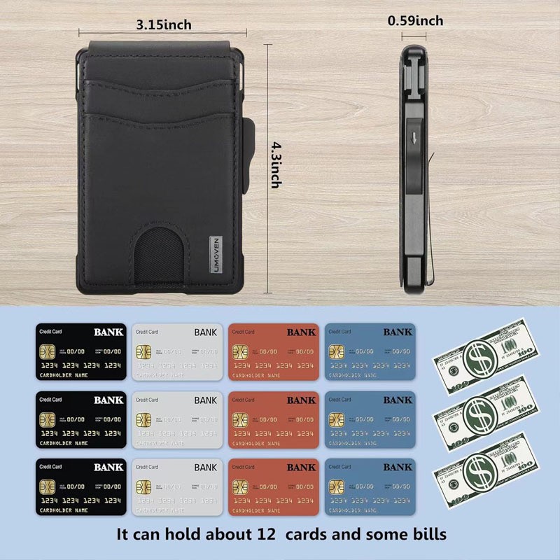 Minimalist Slim Wallet for Men, Credit Card Holder & Money Clip Wallet for Men