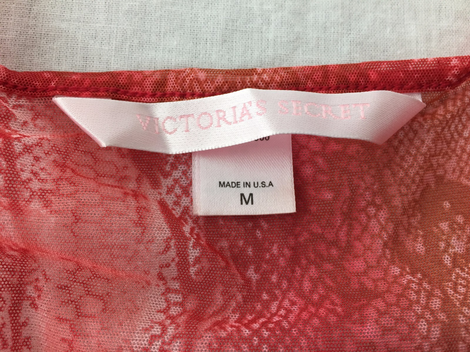 Victoria’s Secret V-Neck Top Semi-Sheer Tea Rose Animal Print Size M