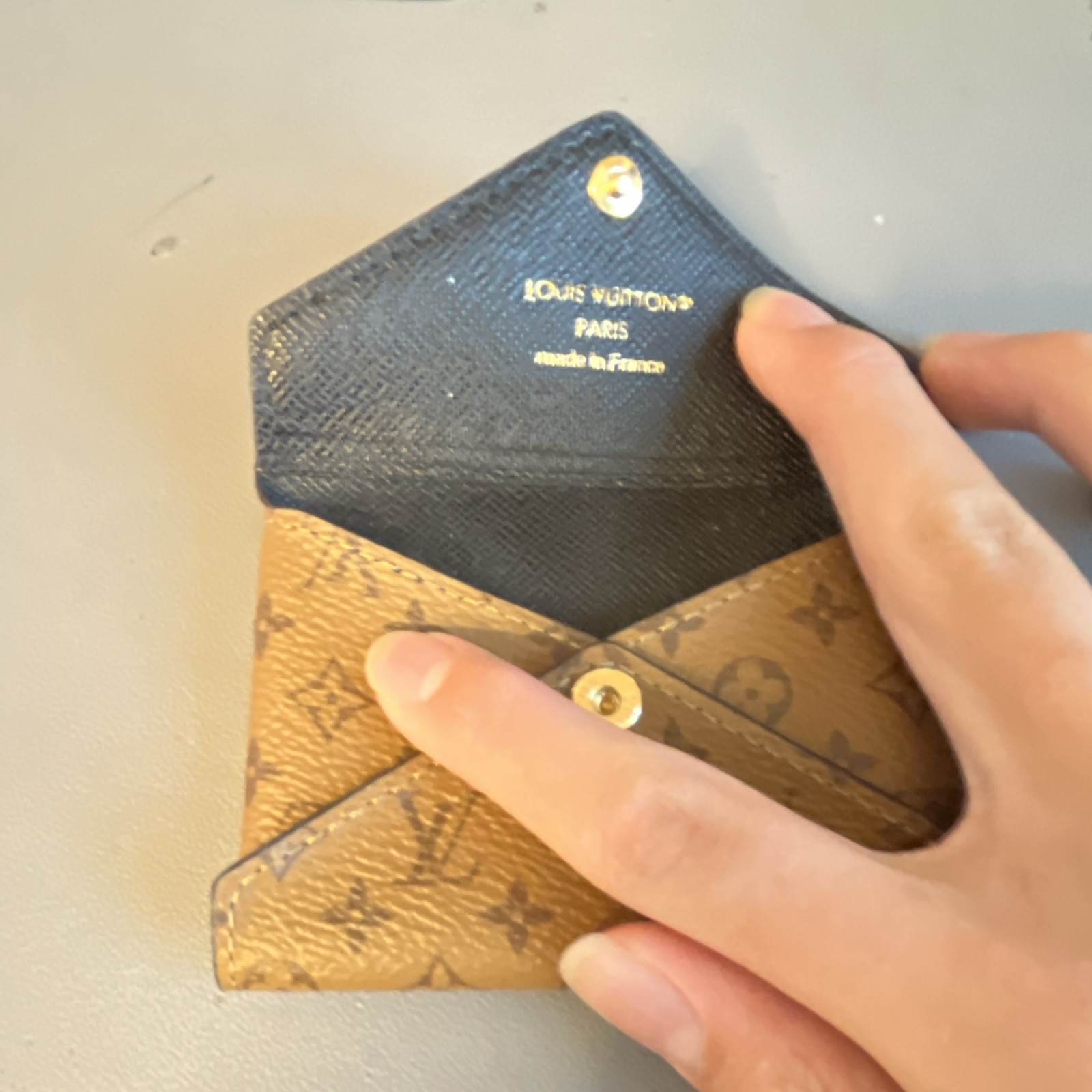 Louis Vuitton Monogram Envelope Pouch Key Chain Detachable Brown Gold Leather