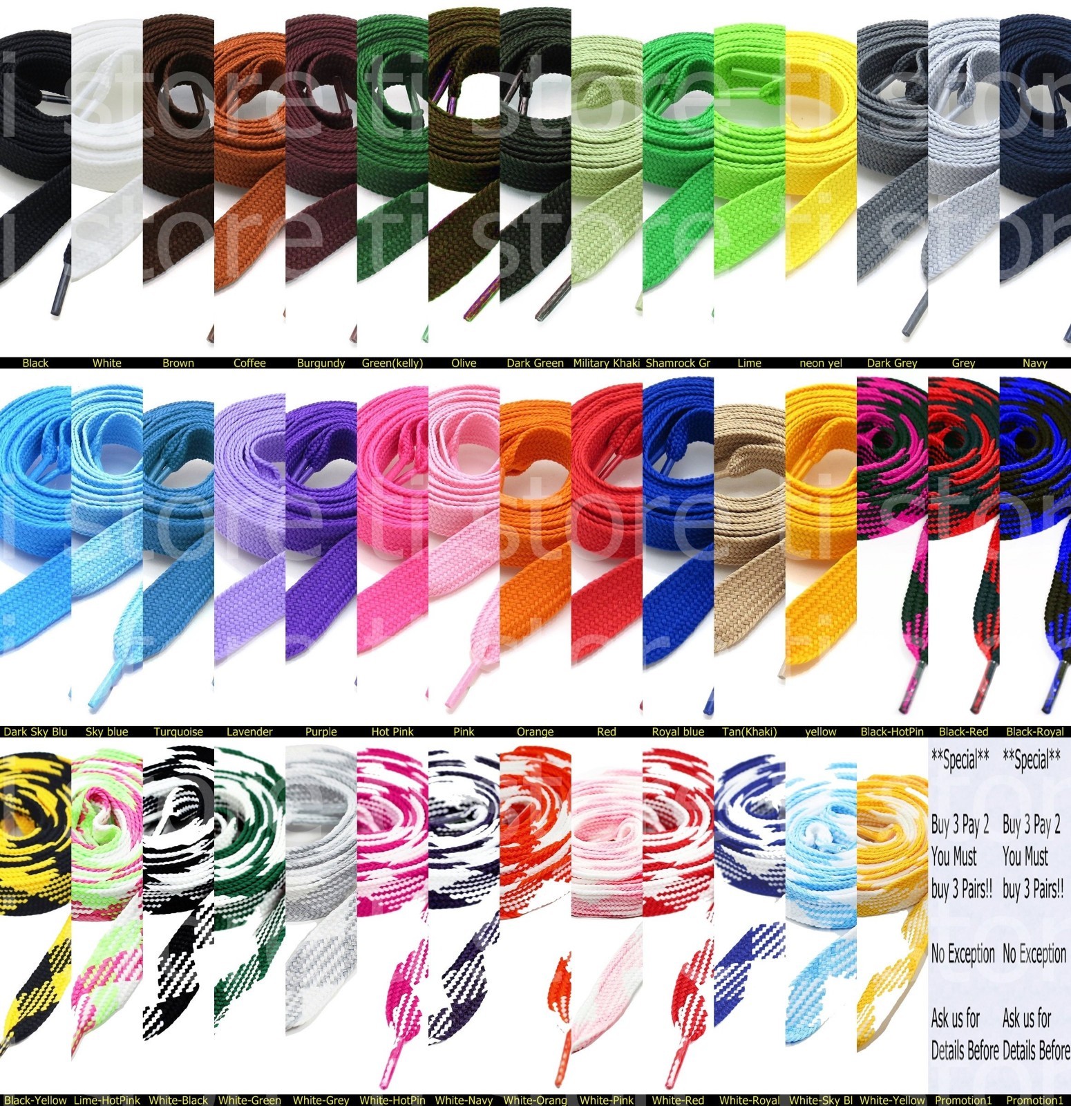Fat Shoelaces Thick Flat 3/4″ Wide Shoelaces Solid Color for All Shoe Types