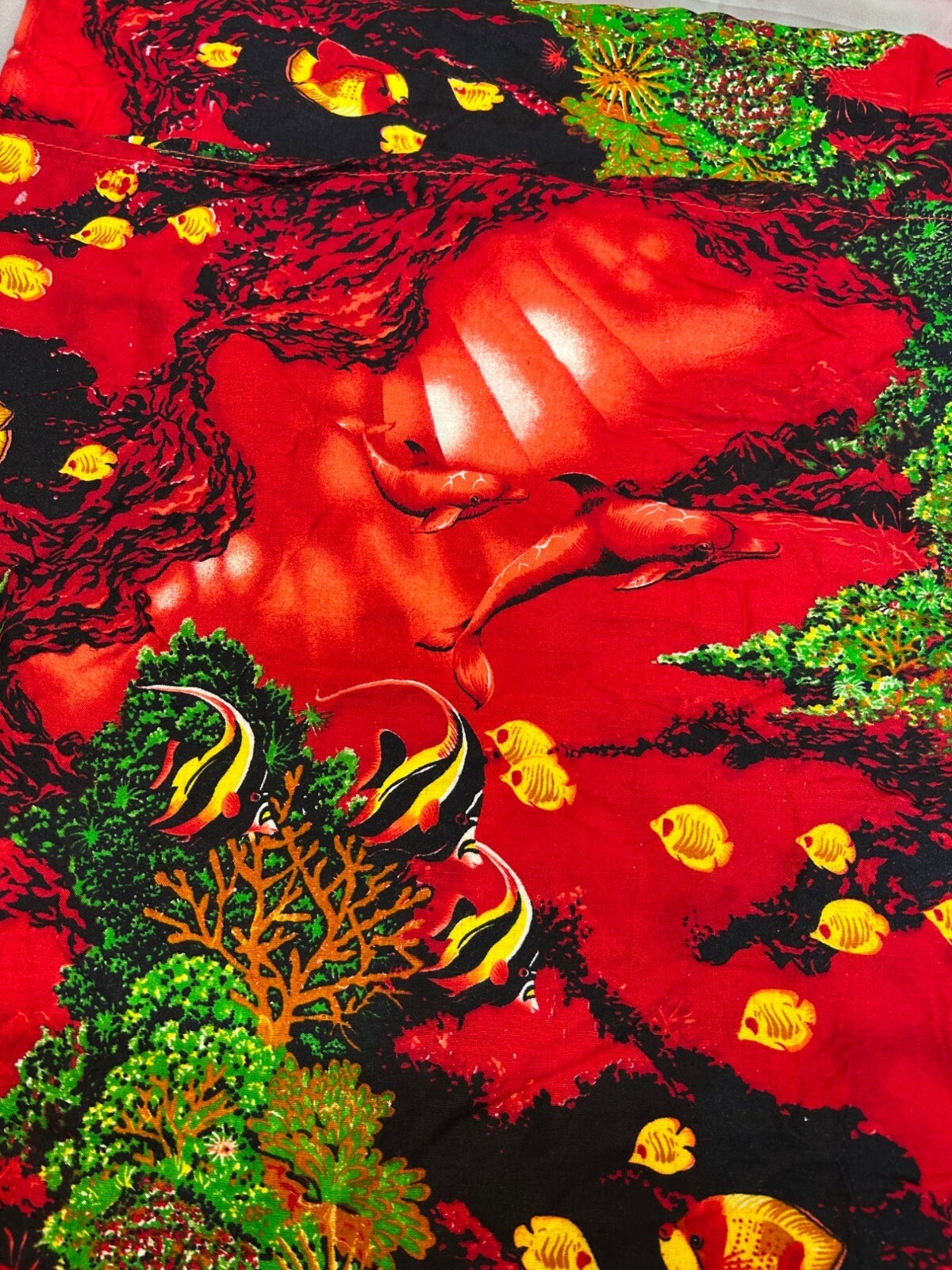 Underwater Fish Dolphin Print Sarong Wrap Beach Cover Up Red Sea Life Design New