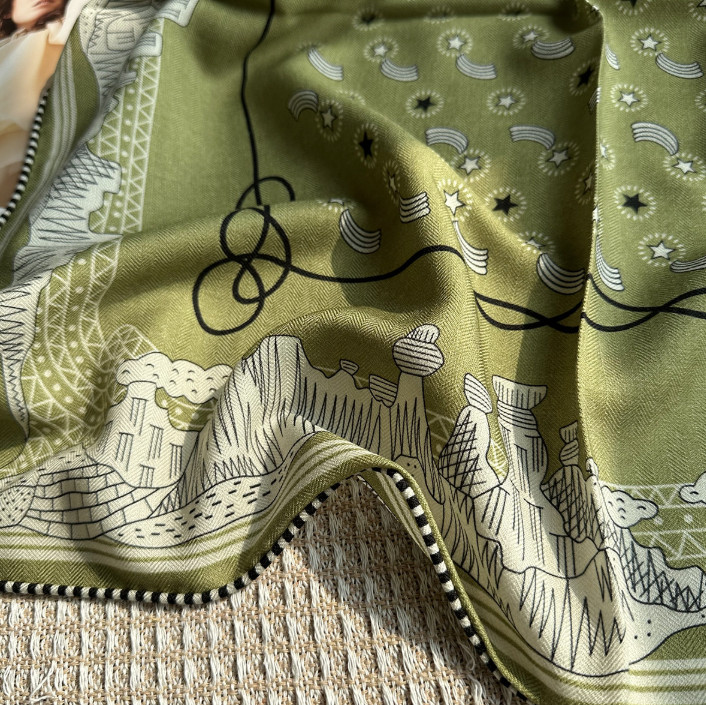 70% Cashmere 30% Silk Scarf Bandana 65X65cm Neckerchief Shawl cas2ew Print w2
