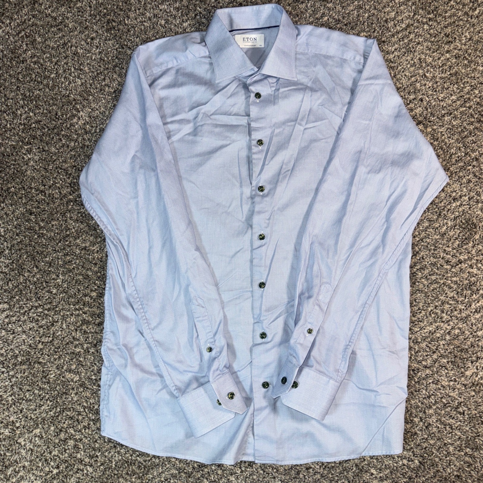 Eton Contemporary Fit 16.5 42 Dress Shirt Light Blue Fine Twill Cotton Mens