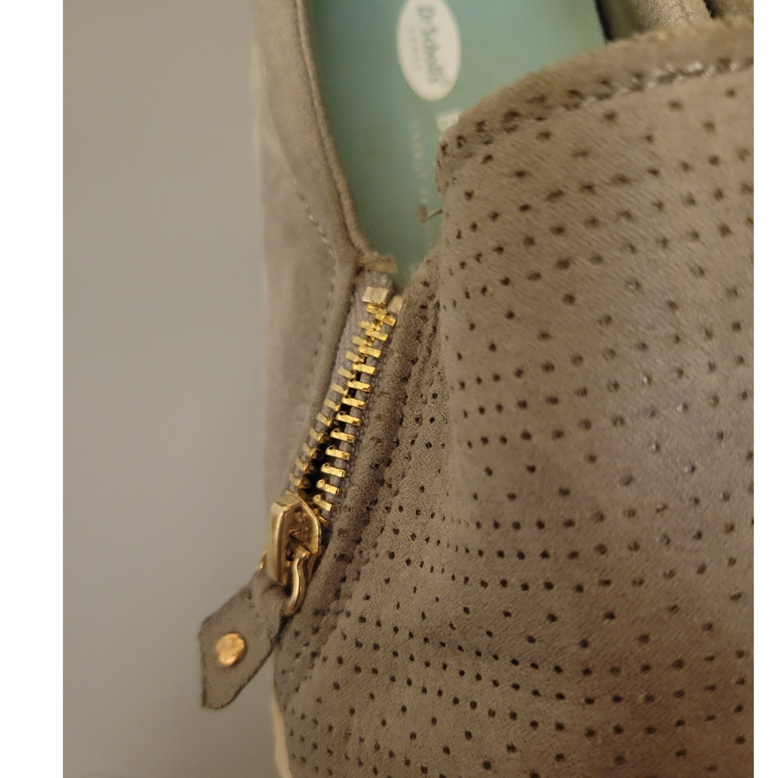Dr. Scholls BE FREE Grey Perforated Slip On Sneakers Side Zip Flats Womens 721