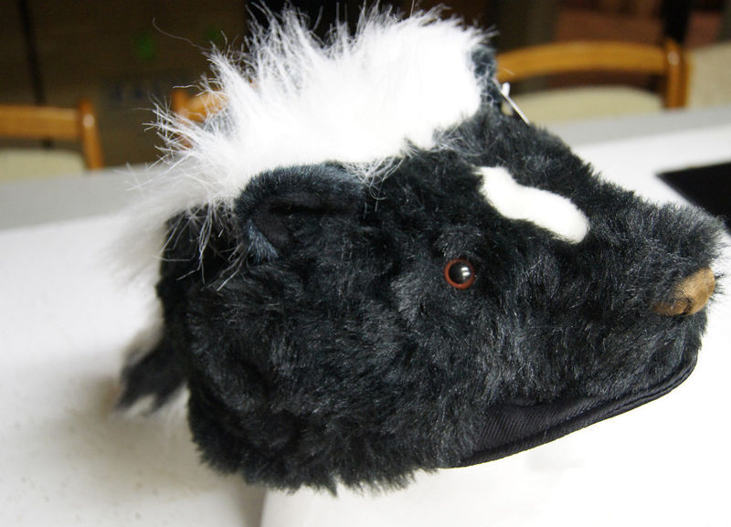 coonskin SKUNK HAT tail Halloween COSTUME head mask cap PLUSH furry pepe le pew