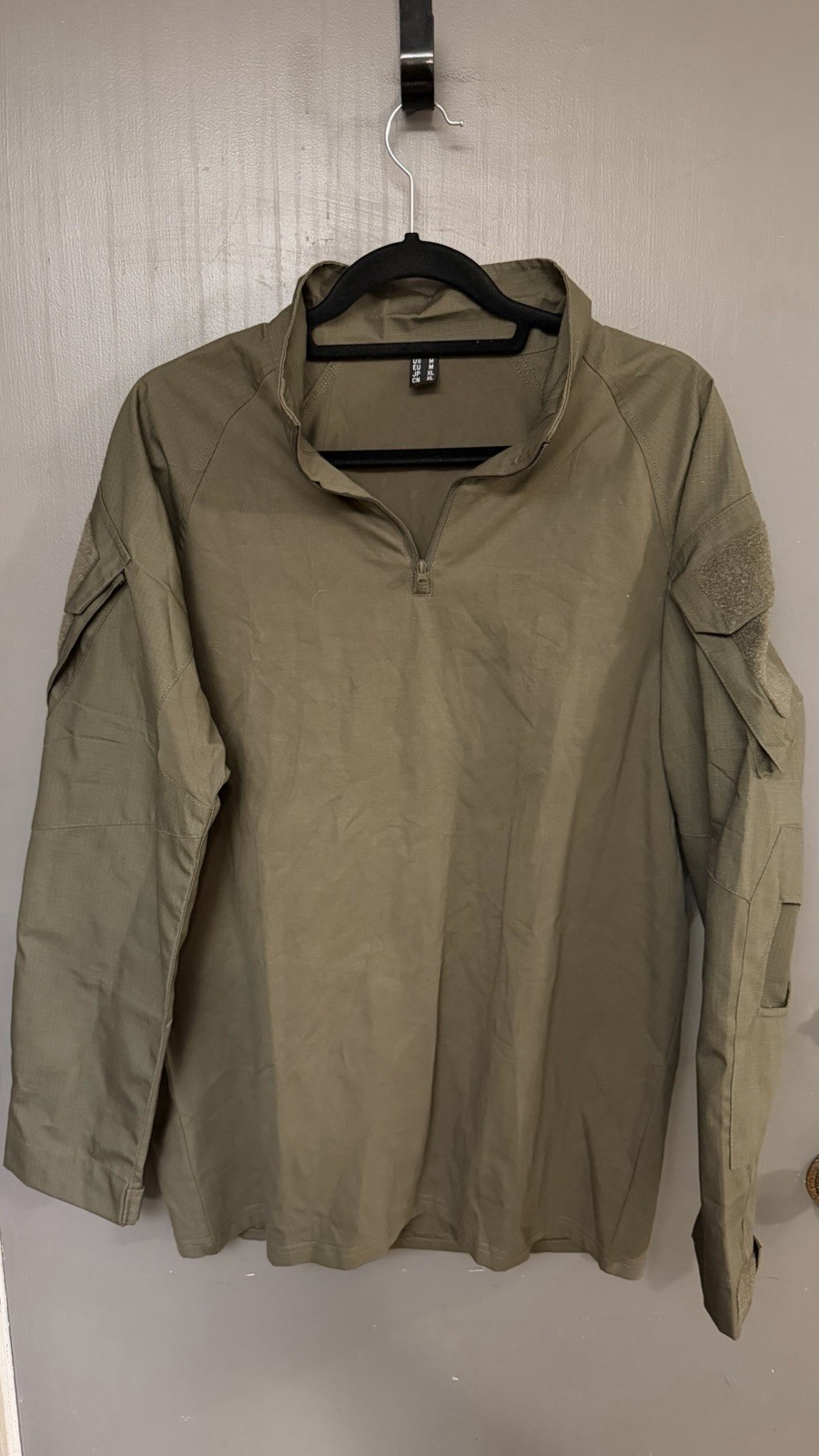 Unbranded Tactical Combat Shirt Mens M Green 1/4 Zip Ripstop Sleeve Utility
