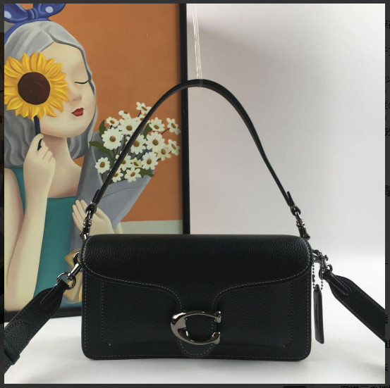 COACH CH857 Tabby Shoulder Bag 26 Polished Pebble Leather Black Outlet New