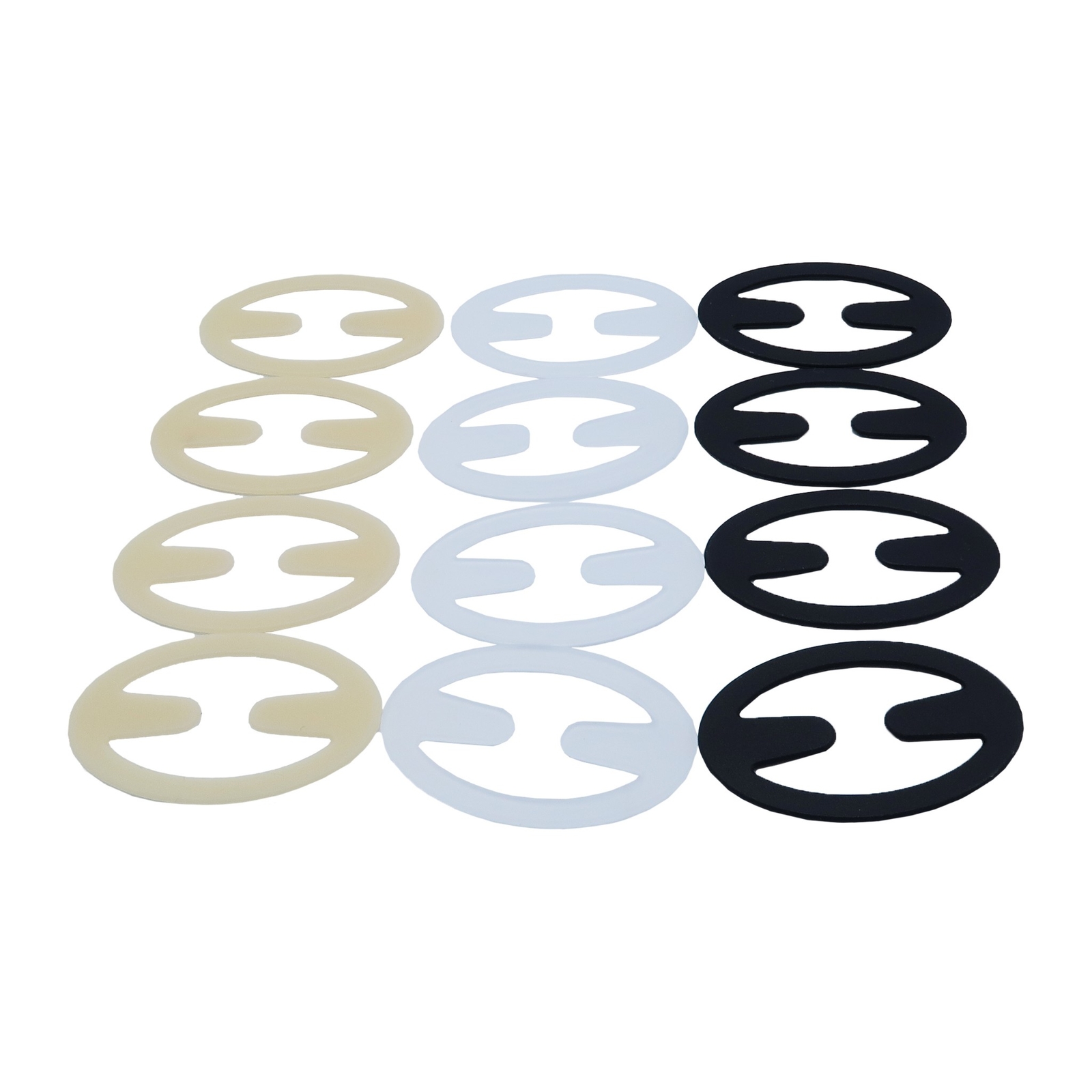 12 Set Oval Bra Clips – Bra Strap Adjuster and Holder in Black Clear and Nude