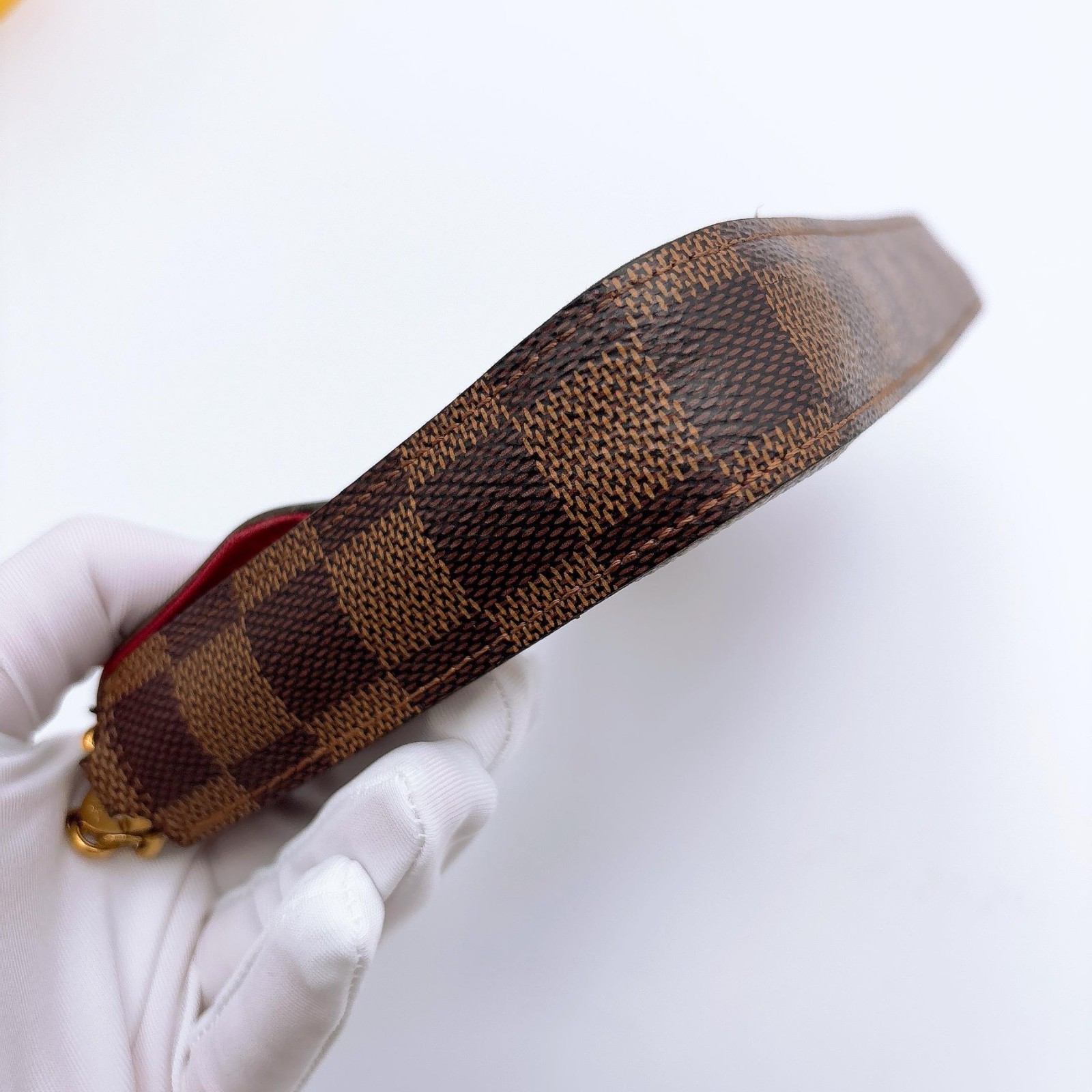 Louis Vuitton Felicie Damier Ebene Pochette Chain Crossbody Bag Clutch