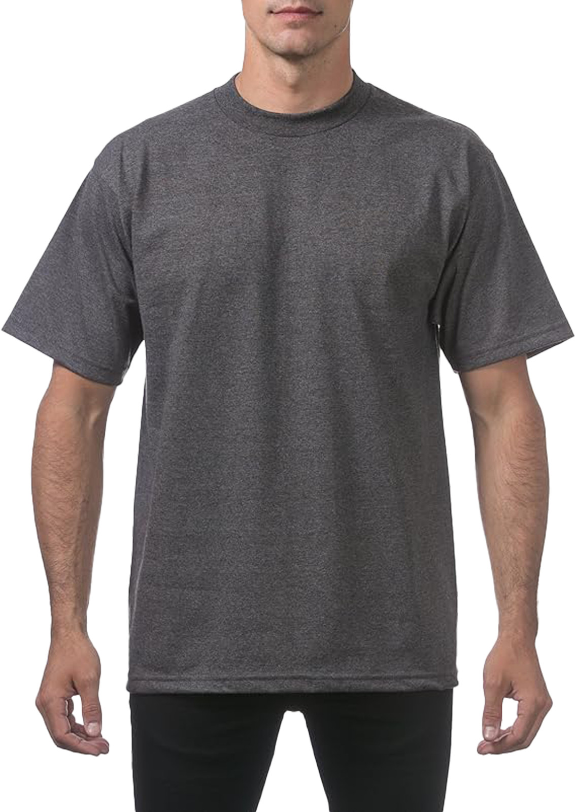 Pro Club Men’s Heavyweight T-Shirt Crew Neck Plain Blank Short Sleeve Tee All Si