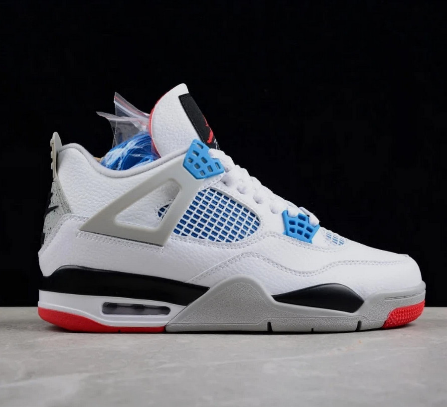 Men’s Jordan 4 “What The” Retro Mid Top White Basketball Sneakera Shoes