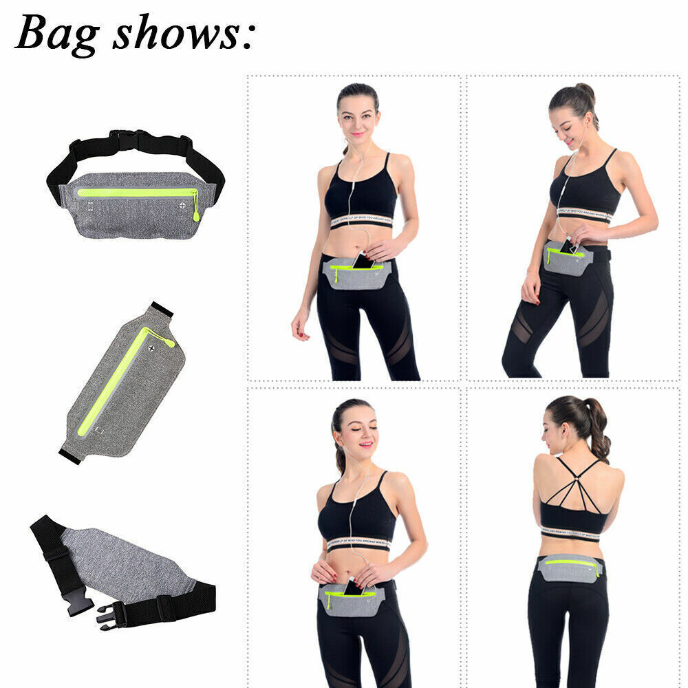 Reflective Running Belt Fanny Pack Waist Pouch Outdoor Camping Hiking Zip Bag